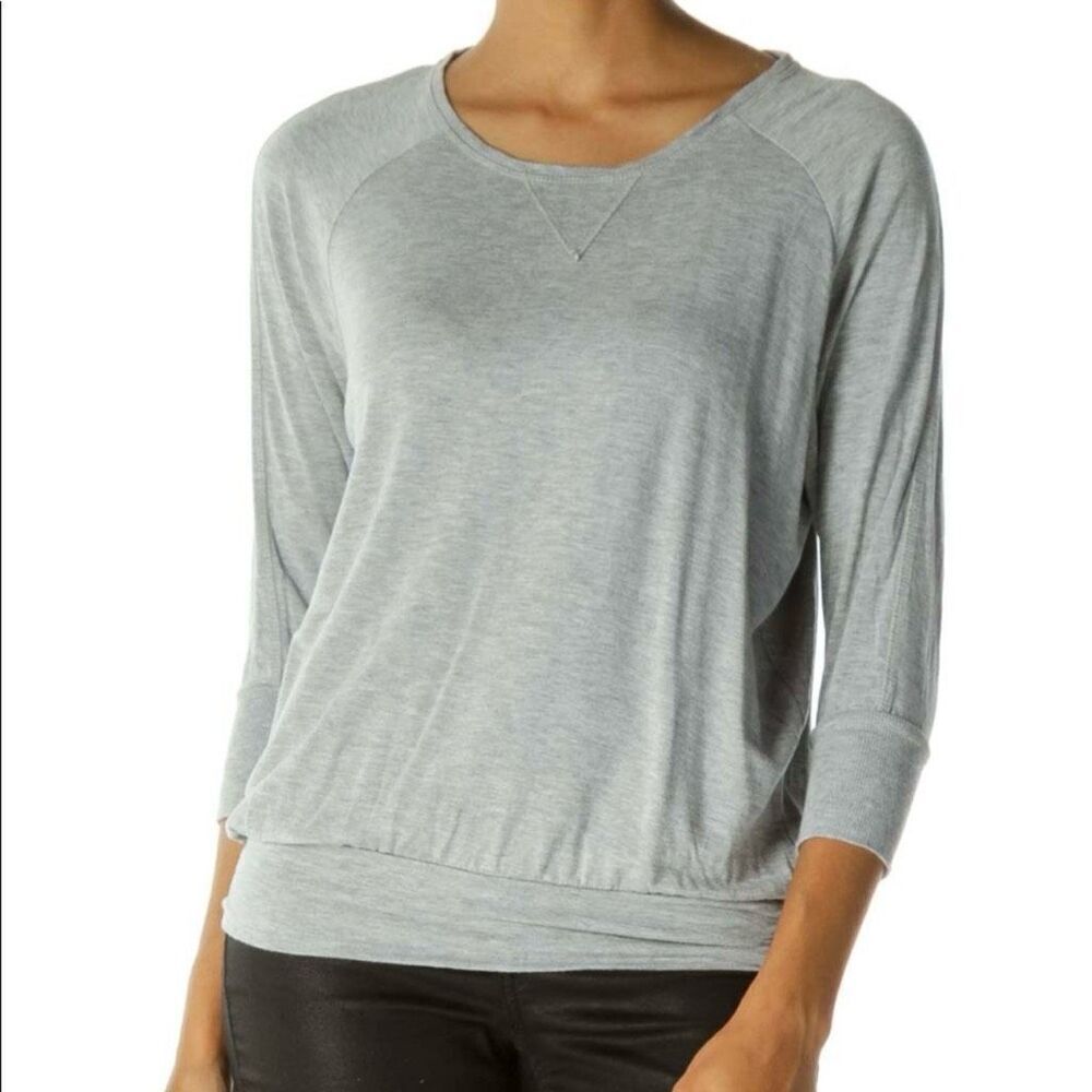 Athleta Women's Gray Peaceful Pullover Top Size S 3/4 Sleeve Casual